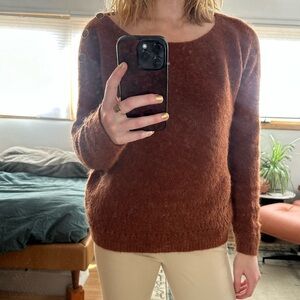 Sezane Rust Brown Mohair and Wool Blend Sweater